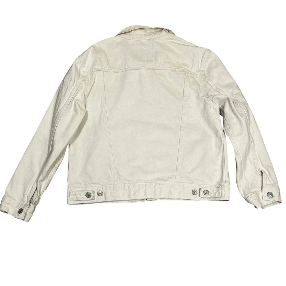 Levis Mens Cream Denim Trucker Jacket L Button Streetwear Utility Classic - Picture 2 of 9